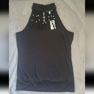 Fashion Bug Black Embellished Sleeveless Tank Top